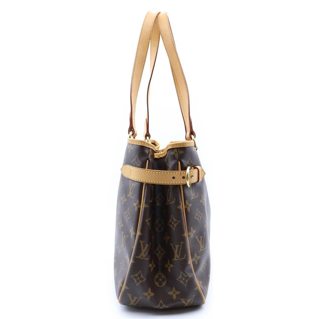 LOUIS VUITTON(ルイヴィトン) モノグラム バティニョールオリゾンタル ハンドバッグ トートバッグ ブラウン レザー×PVC M51154 ゴールド金具 レディース