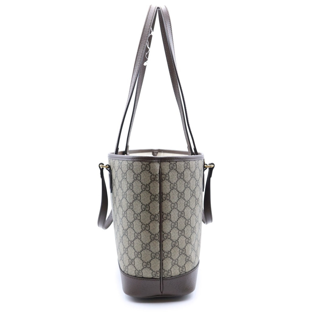 GUCCI(グッチ) GGスプリーム オフィディア スモール トートバッグ ハンドバッグ ブラウン レザー×PVC 765043 ゴールド金具 レディース