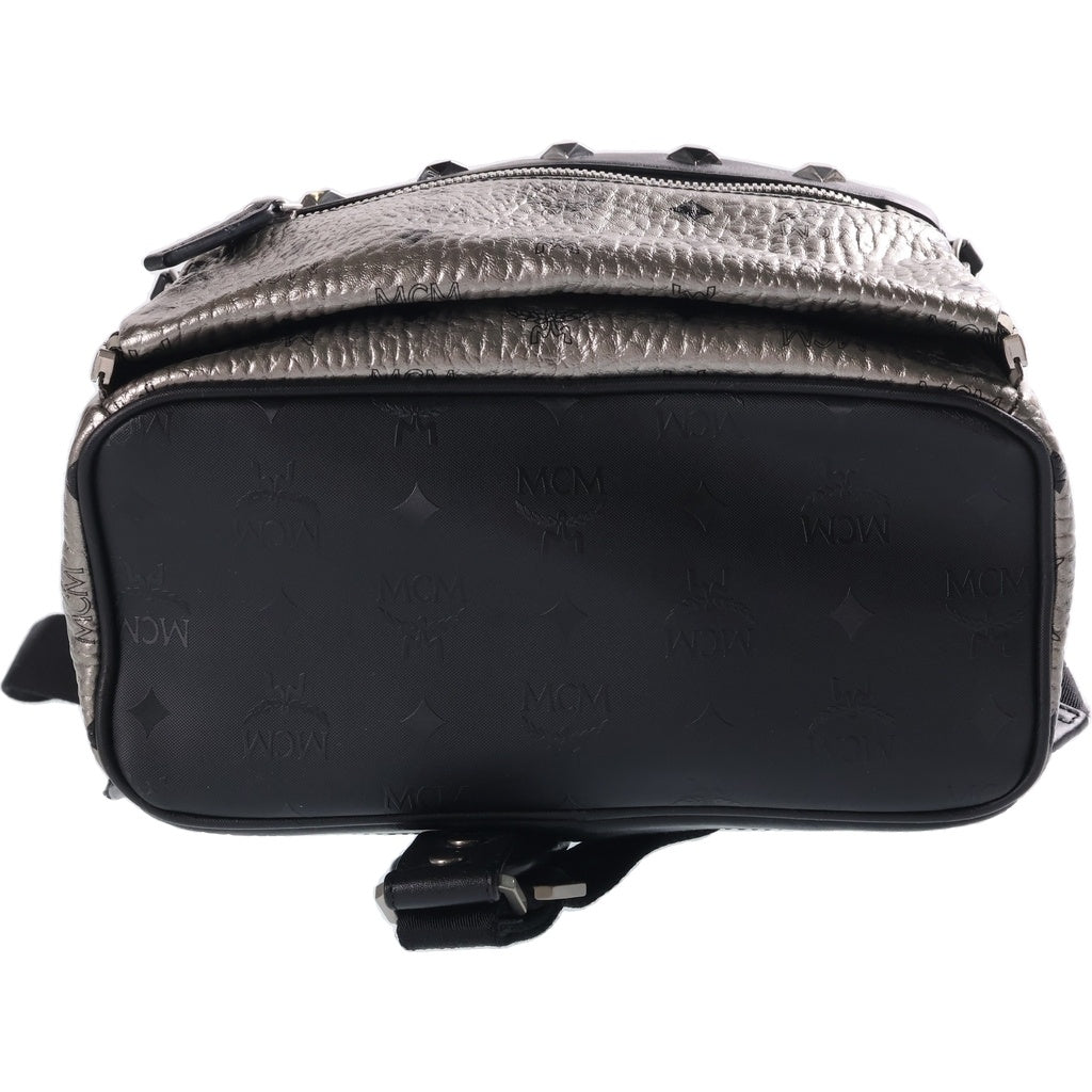 MCM(エム シー エム) デュアルスターク ヴィセトス バックパック リュックサック シルバー レザー シルバー金具 レディース