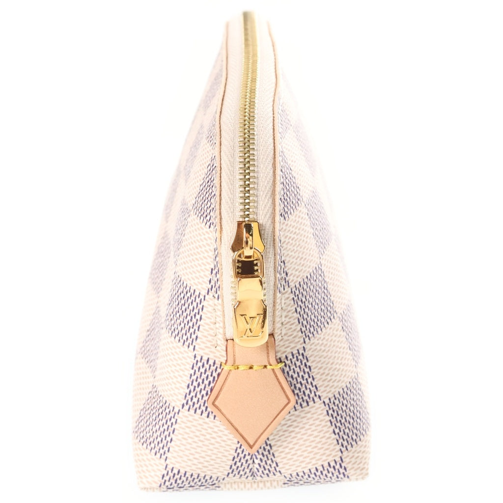 LOUIS VUITTON(ルイヴィトン) ダミエアズール ポシェット コスメティック ポーチ ホワイト PVC×レザー N60024 IC レディース