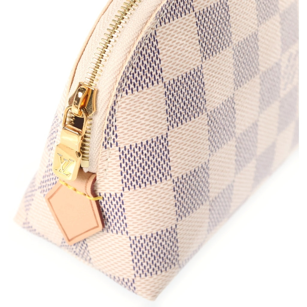LOUIS VUITTON(ルイヴィトン) ダミエアズール ポシェット コスメティック ポーチ ホワイト PVC×レザー N60024 IC レディース