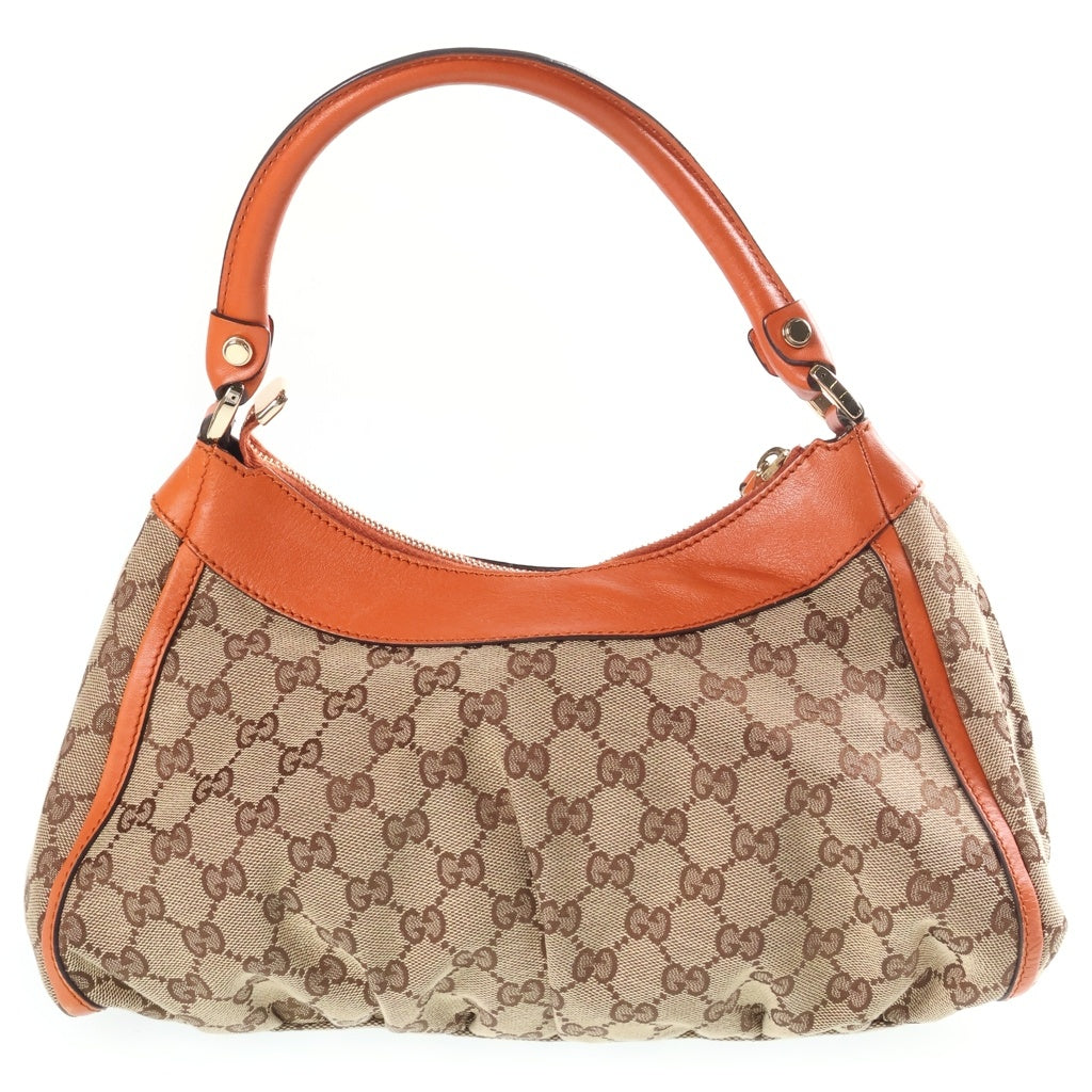 GUCCI(グッチ) GGキャンバス アビー ハンドバッグ オレンジ×ベージュ キャンバス×レザー 190525 ゴールド金具 レディース