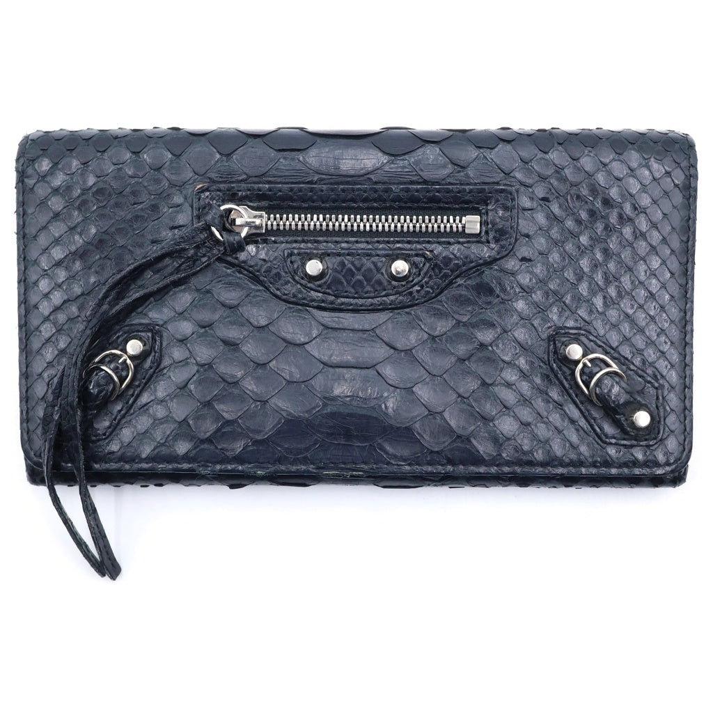 BALENCIAGA(バレンシアガ) シティ ロングフラップウォレット 長財布 ブラック パイソン 311415