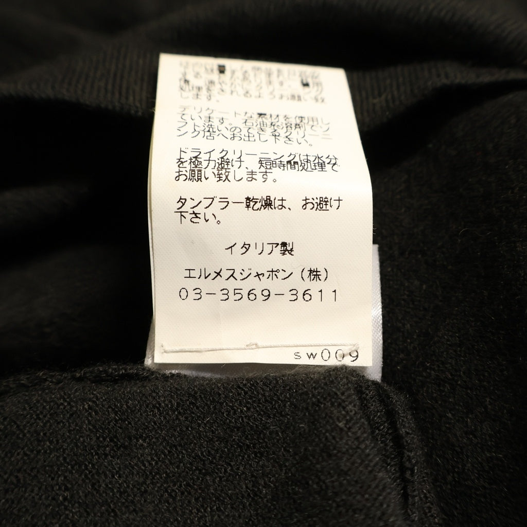 HERMES(エルメス) カシミヤ ハーフジップニット セーター ダークグレー×イエローグリーン