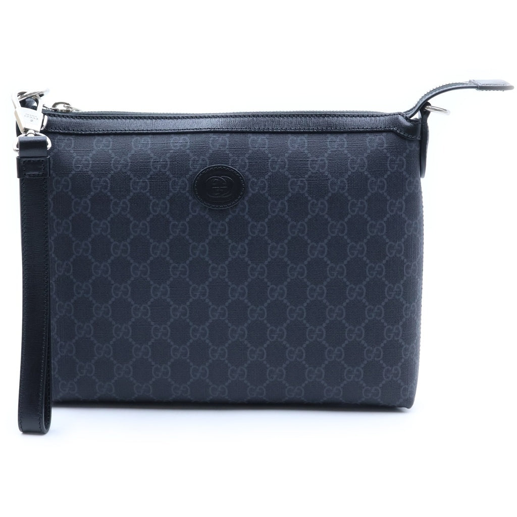 GUCCI(グッチ) GGスプリーム インターロッキングG 2WAY ショルダーバッグ PVCレザー ブラック 726833