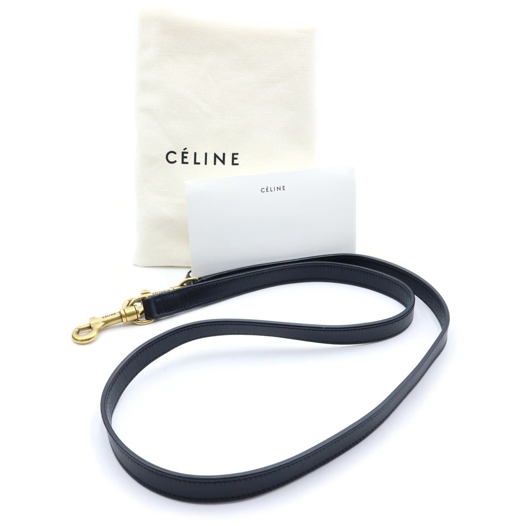 CELINE(セリーヌ) ラゲージ ナノショッパー ベージュ×ブラック×カーキ レザー 2WAY ハンドバッグ ショルダーバッグ レディース