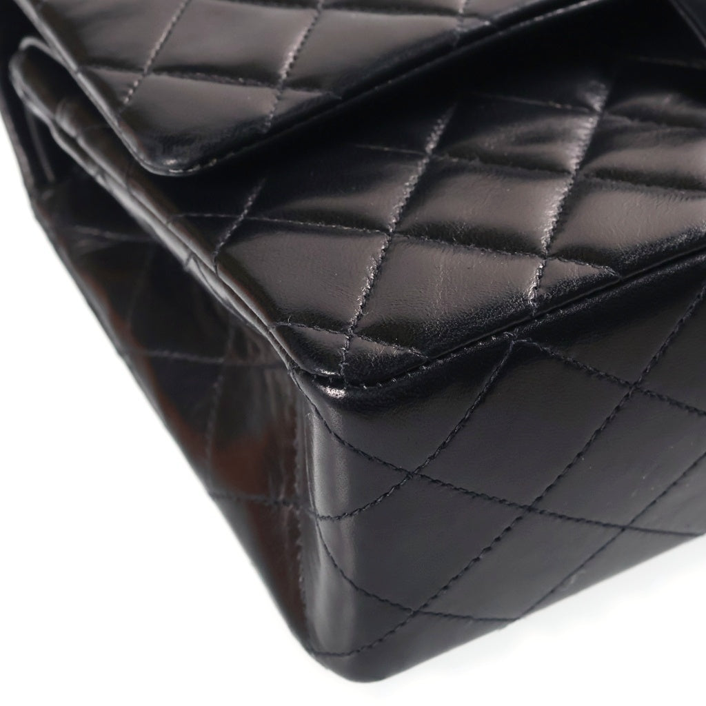 CHANEL(シャネル) マトラッセ25 ダブルフラップ ダブルチェーン ショルダーバッグ ブラック ラムスキン ゴールド金具 20番台 レディース