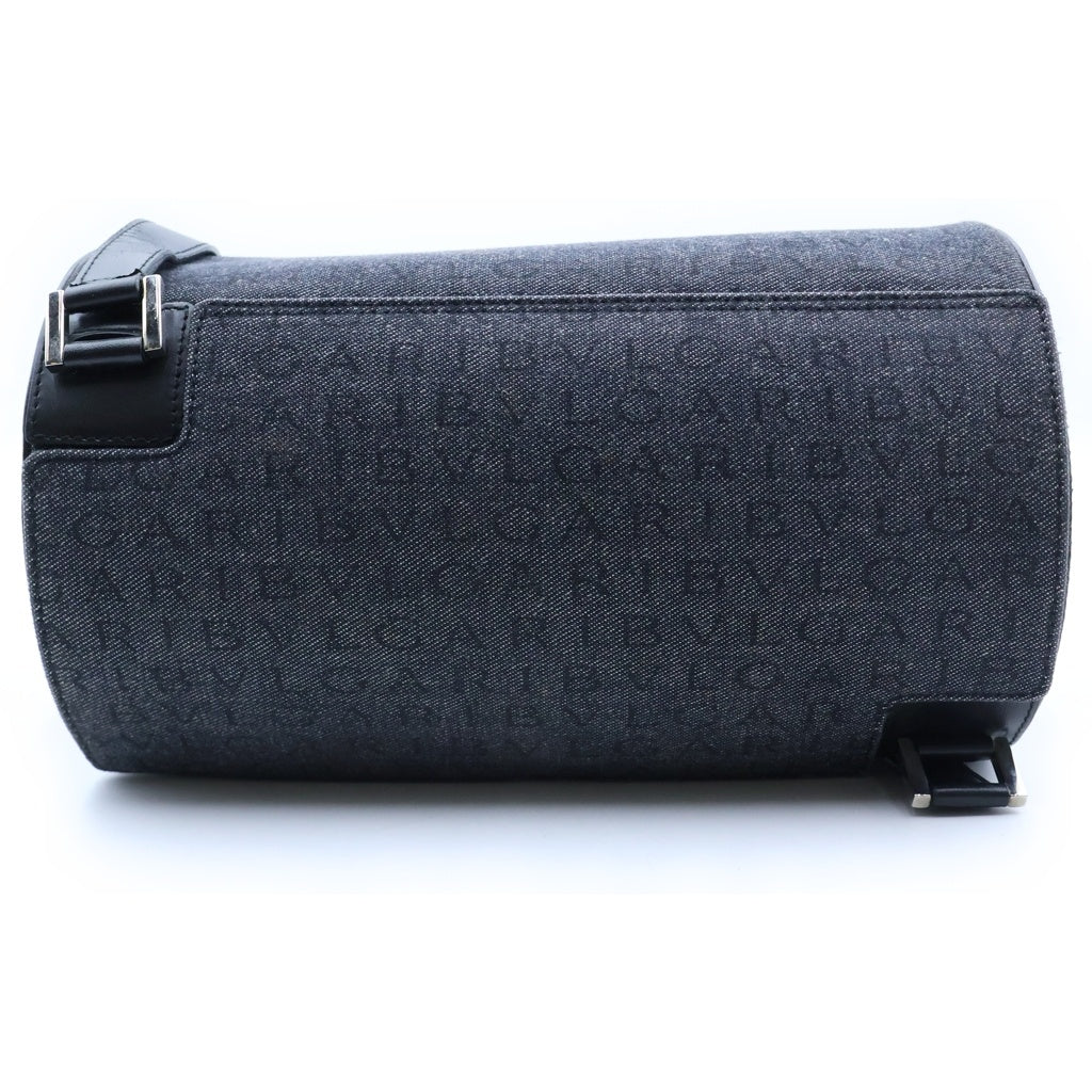 BVLGARI(ブルガリ) ビーゼロワン ショルダーバッグ ブラック×ネイビー レザー×デニム シルバー金具 レディース