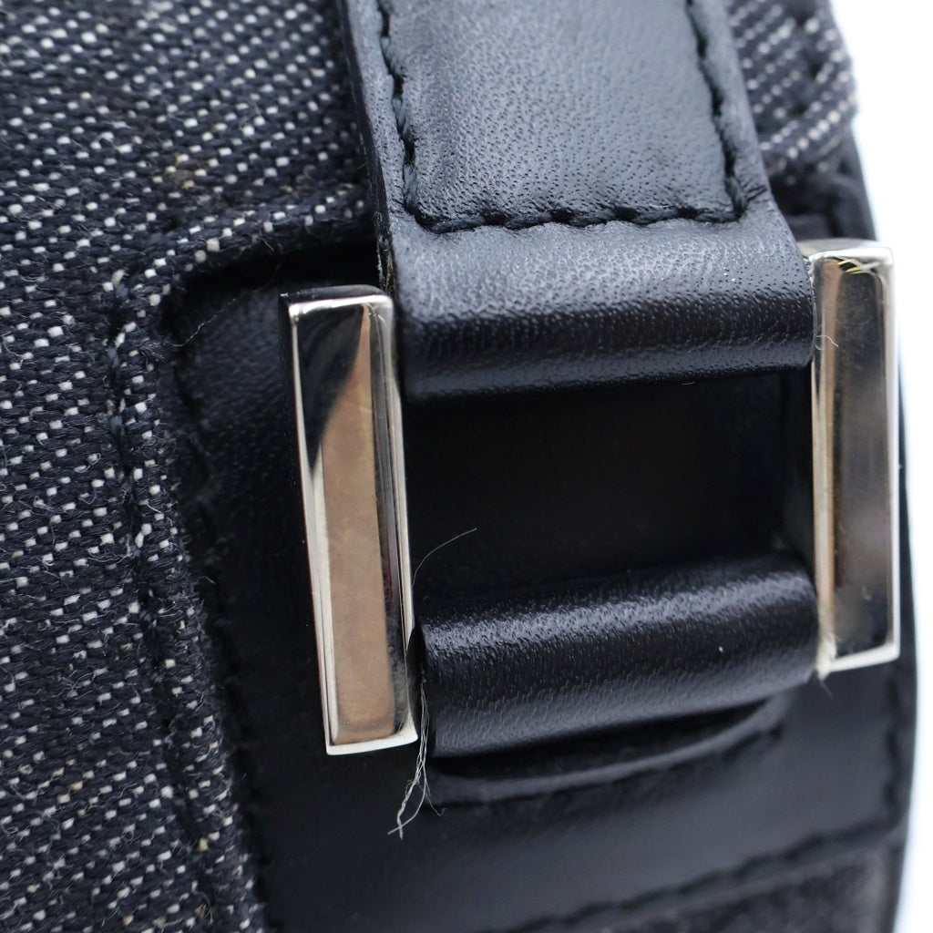 BVLGARI(ブルガリ) ビーゼロワン ショルダーバッグ ブラック×ネイビー レザー×デニム シルバー金具 レディース