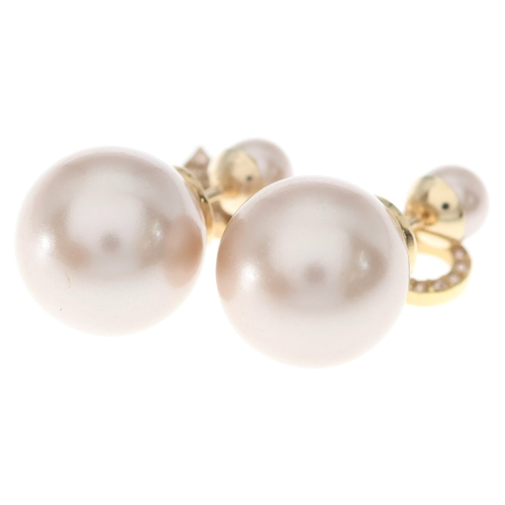 Christian Dior(クリスチャンディオール) CDロゴ トライバル スターモチーフ ピアス メタル ゴールド フェイクパール ピンク E1038TRICY D12P レディース