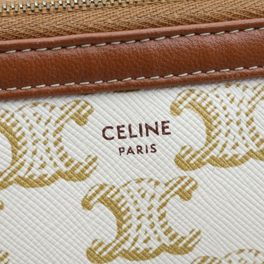 CELINE(セリーヌ) トリオンフ チェーンショルダーバッグ ミニバッグ ホワイト/ブラウン PVC レディース