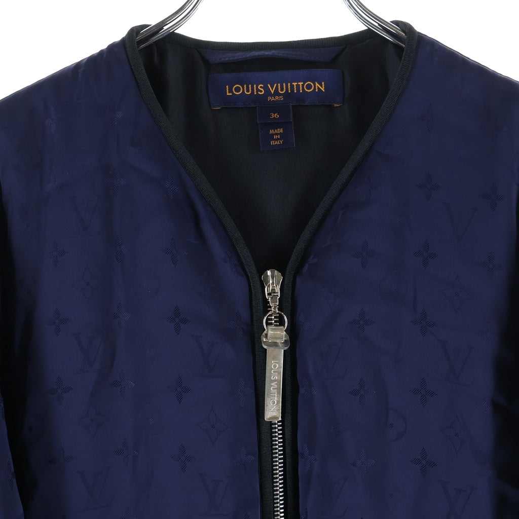 LOUIS VUITTON(ルイヴィトン) モノグラム 総柄ブルゾン ノーカラージャケット ブルー ネイビー RW191W ASR FGJA05
