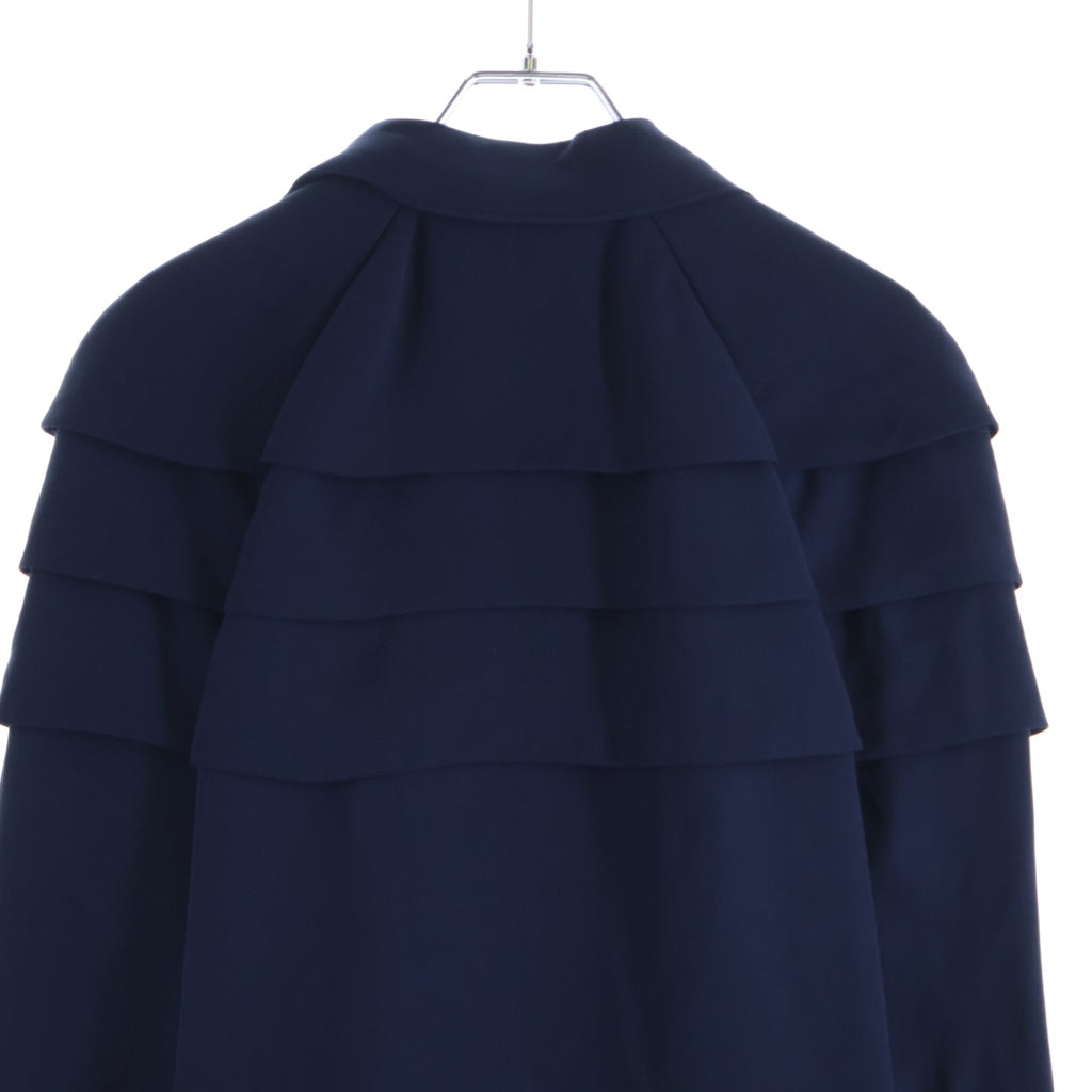 LOUIS VUITTON(ルイヴィトン) 18AW シルク混 ナイロン フリル 長袖 シャツ ブラウス ネイビー レディース RW182B SPM FFBL67