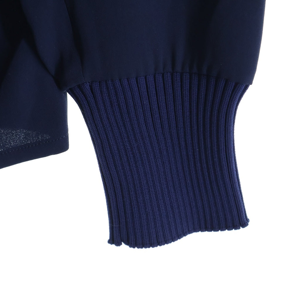 LOUIS VUITTON(ルイヴィトン) 18AW シルク混 ナイロン フリル 長袖 シャツ ブラウス ネイビー レディース RW182B SPM FFBL67