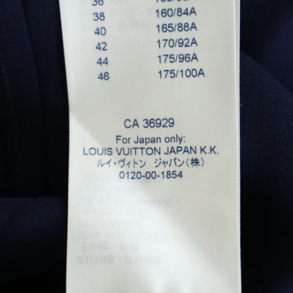 LOUIS VUITTON(ルイヴィトン) 18AW シルク混 ナイロン フリル 長袖 シャツ ブラウス ネイビー レディース RW182B SPM FFBL67