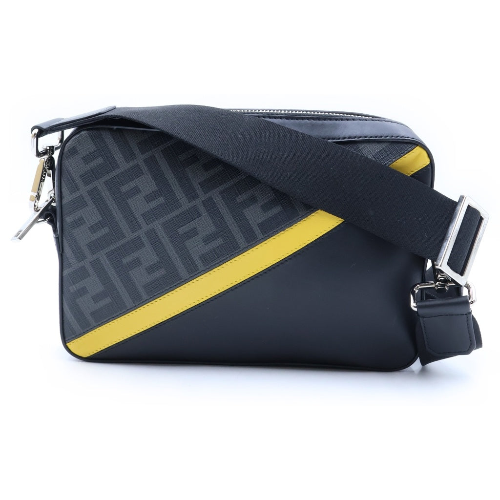 FENDI(フェンディ) ダイアゴナル カメラバッグ イエロー/ブラック PVCレザー 7M0286 レディース