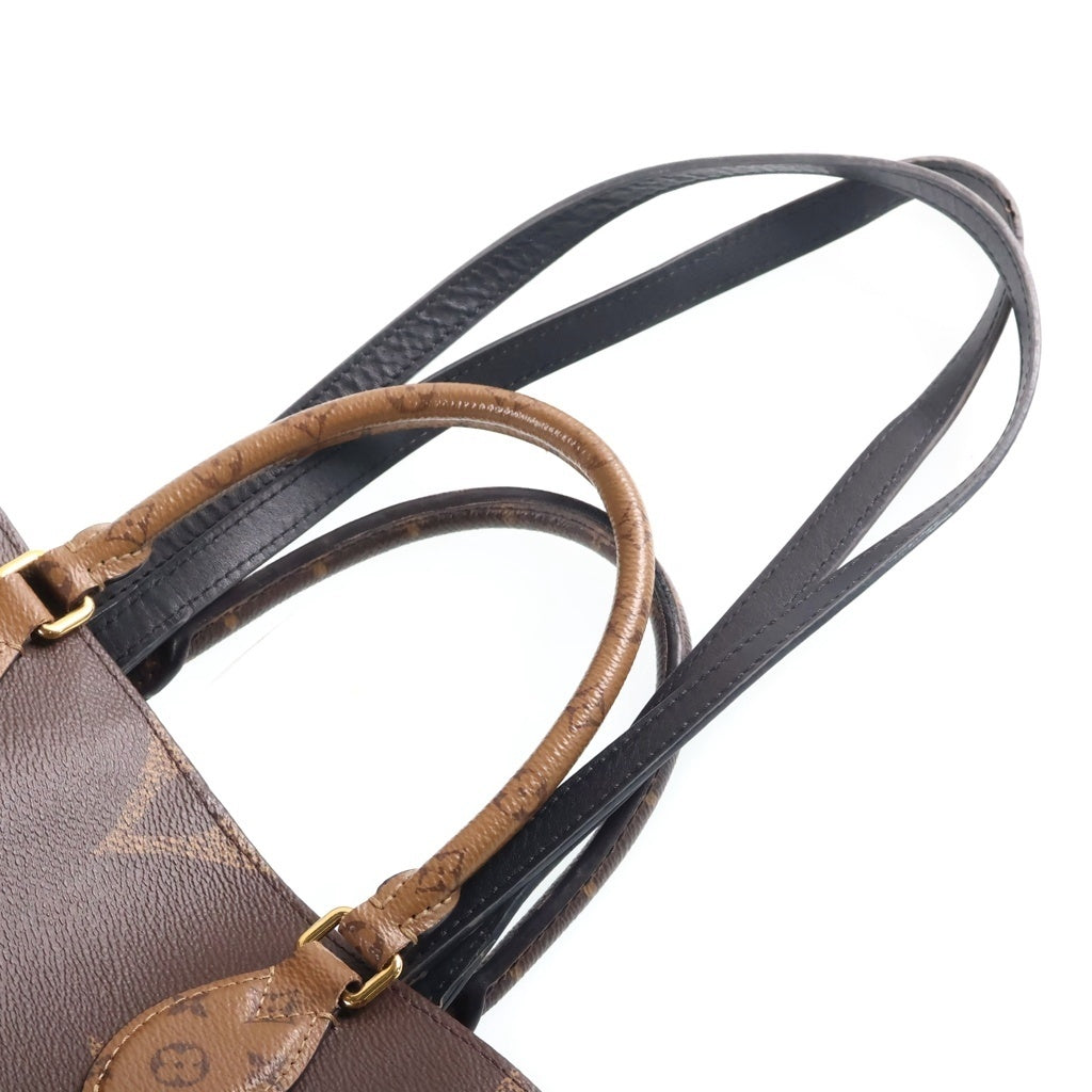 LOUIS VUITTON(ルイヴィトン) モノグラムジャイアント オンザゴーMM ハンドバッグ トートバッグ ブラウン レザー M45321 ゴールド金具 レディース