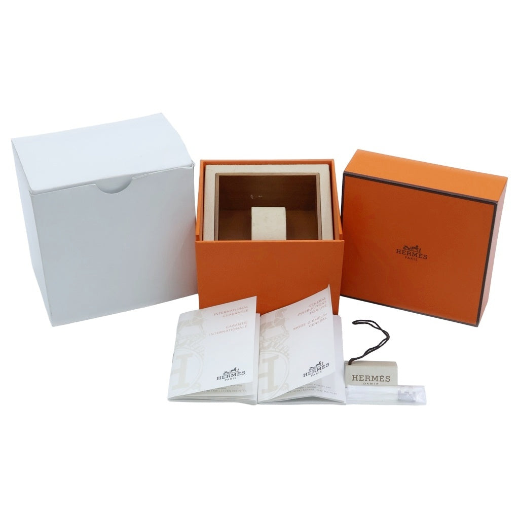 HERMES(エルメス) クリッパー ナクレ 腕時計 シルバー×ピンクゴールド ピンクシェル文字盤 SS/QZ レディース