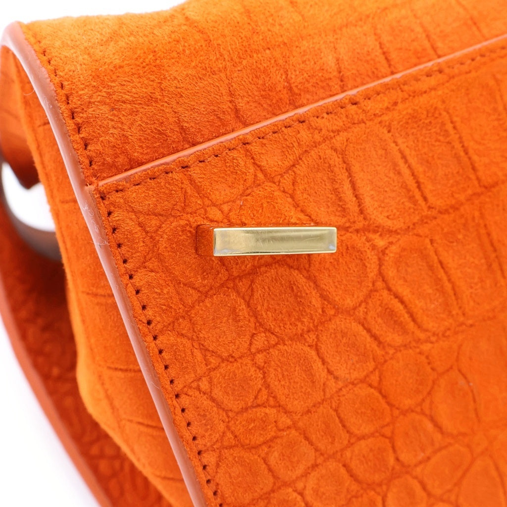 FERRAGAMO(フェラガモ) ハグ 2WAYハンドバッグ ショルダーバッグ オレンジ スエード型押しクロコ ゴールド金具 レディース