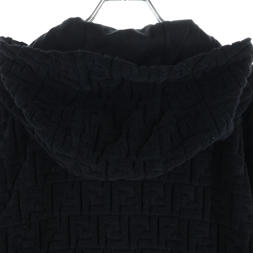FENDI(フェンディ) ズッカ柄 パイル地 ジップアップパーカー フーディー ブラック コットン FY3939 ARYP