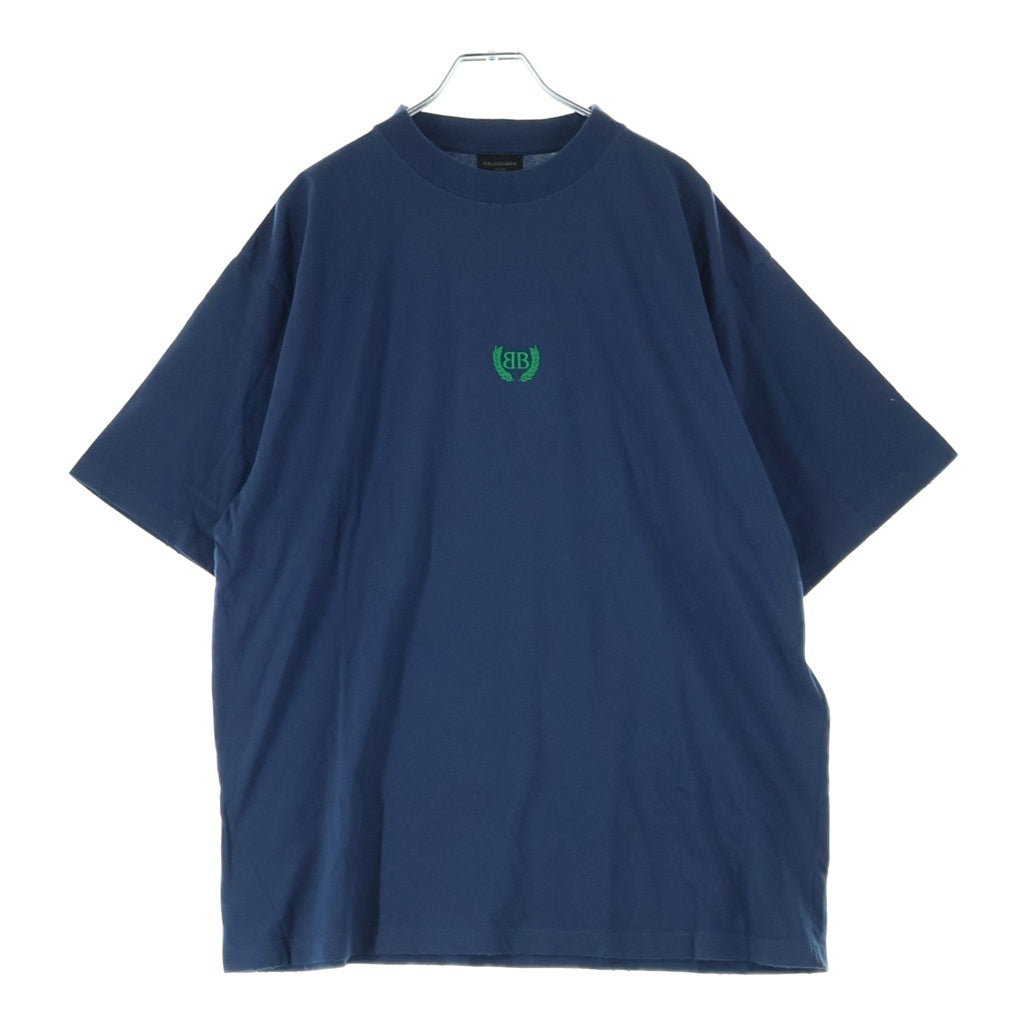 BALENCIAGA(バレンシアガ) BBロゴ Tシャツ 半袖 カットソー 刺繍 コットン ネイビー 764235