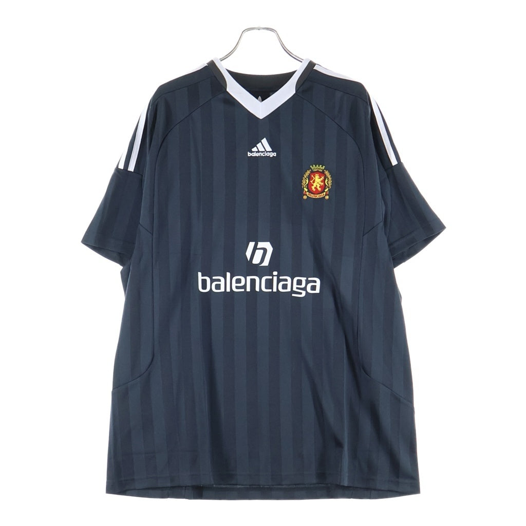 BALENCIAGA(バレンシアガ) adidas アディダス オーバーサイズ Tシャツ 半袖 サッカー Vネック ポリエステル 723663