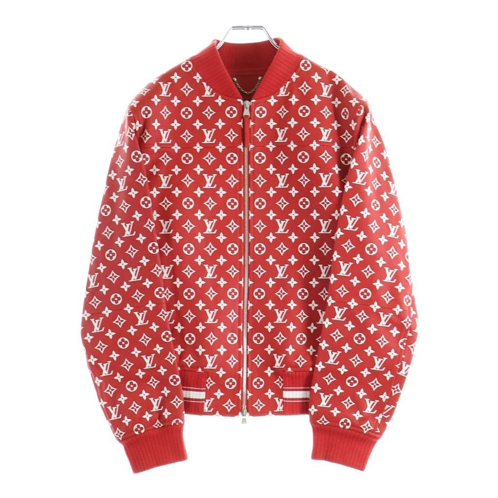 SUPREME(シュプリーム) 17AW ×LOUIS VUITTON ルイヴィトン モノグラム レザー ベースボール ジップアップジャケット ブルゾン レッド RM172 DOS HDL90E