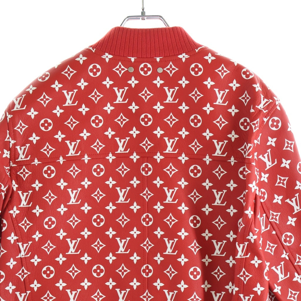 SUPREME(シュプリーム) 17AW ×LOUIS VUITTON ルイヴィトン モノグラム レザー ベースボール ジップアップジャケット ブルゾン レッド RM172 DOS HDL90E