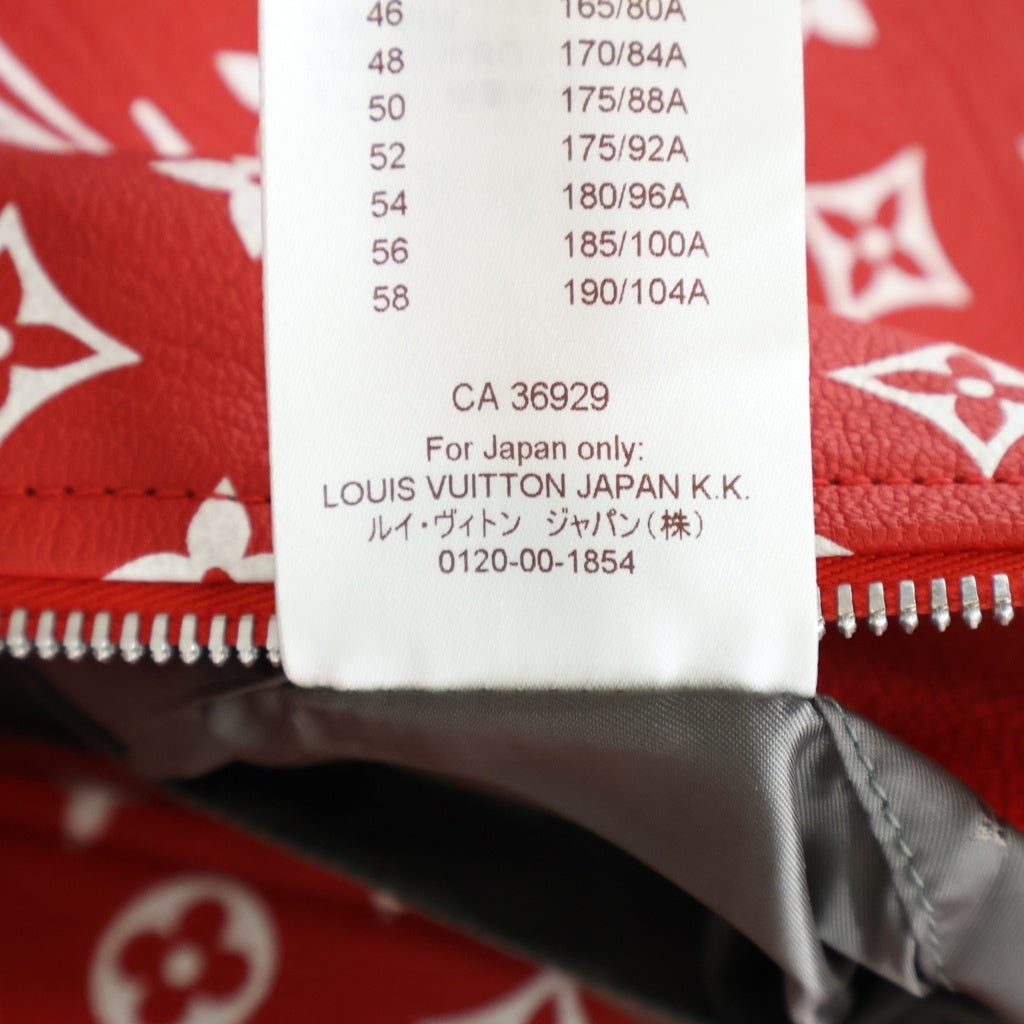 SUPREME(シュプリーム) 17AW ×LOUIS VUITTON ルイヴィトン モノグラム レザー ベースボール ジップアップジャケット ブルゾン レッド RM172 DOS HDL90E