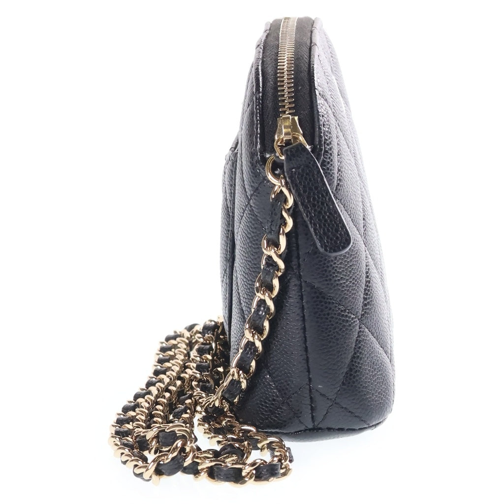CHANEL(シャネル) タイムレスクラシック マトラッセ チェーンショルダーバッグ ブラック キャビアスキン ゴールド金具 AP4000 レディース
