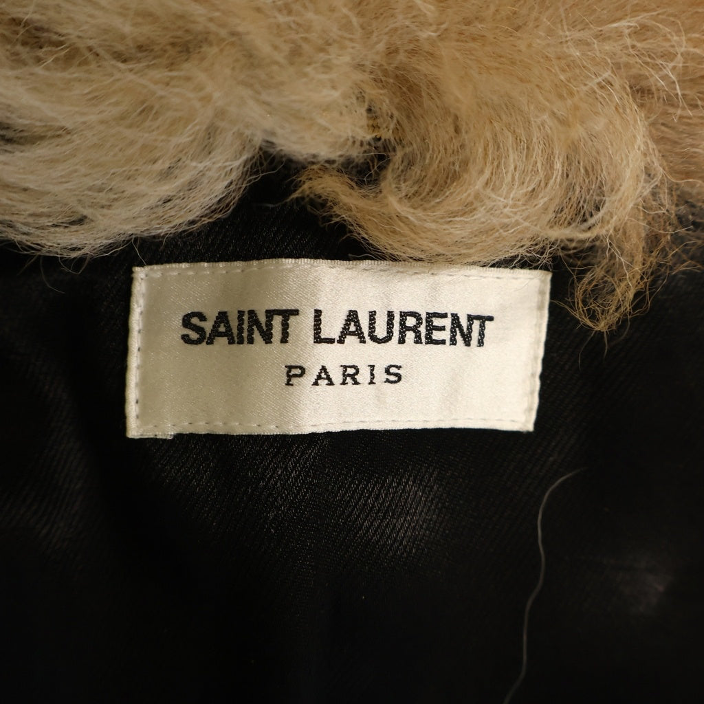 SAINT LAURENT PARIS(サンローランパリ) ミドル丈ファーコート アイボリー×ブラウン