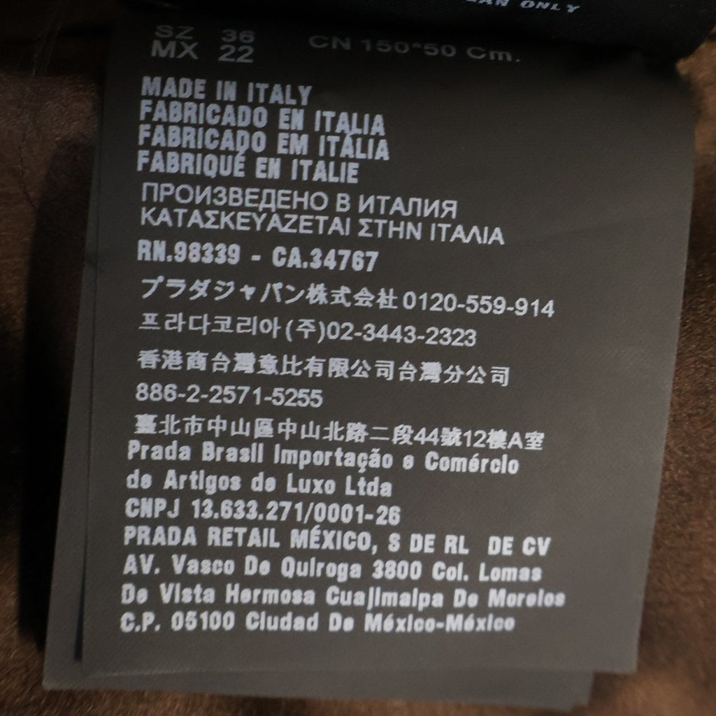 PRADA(プラダ) 総柄 ミドル丈ファーコート ブラック×サーモンピンク #36 レディース