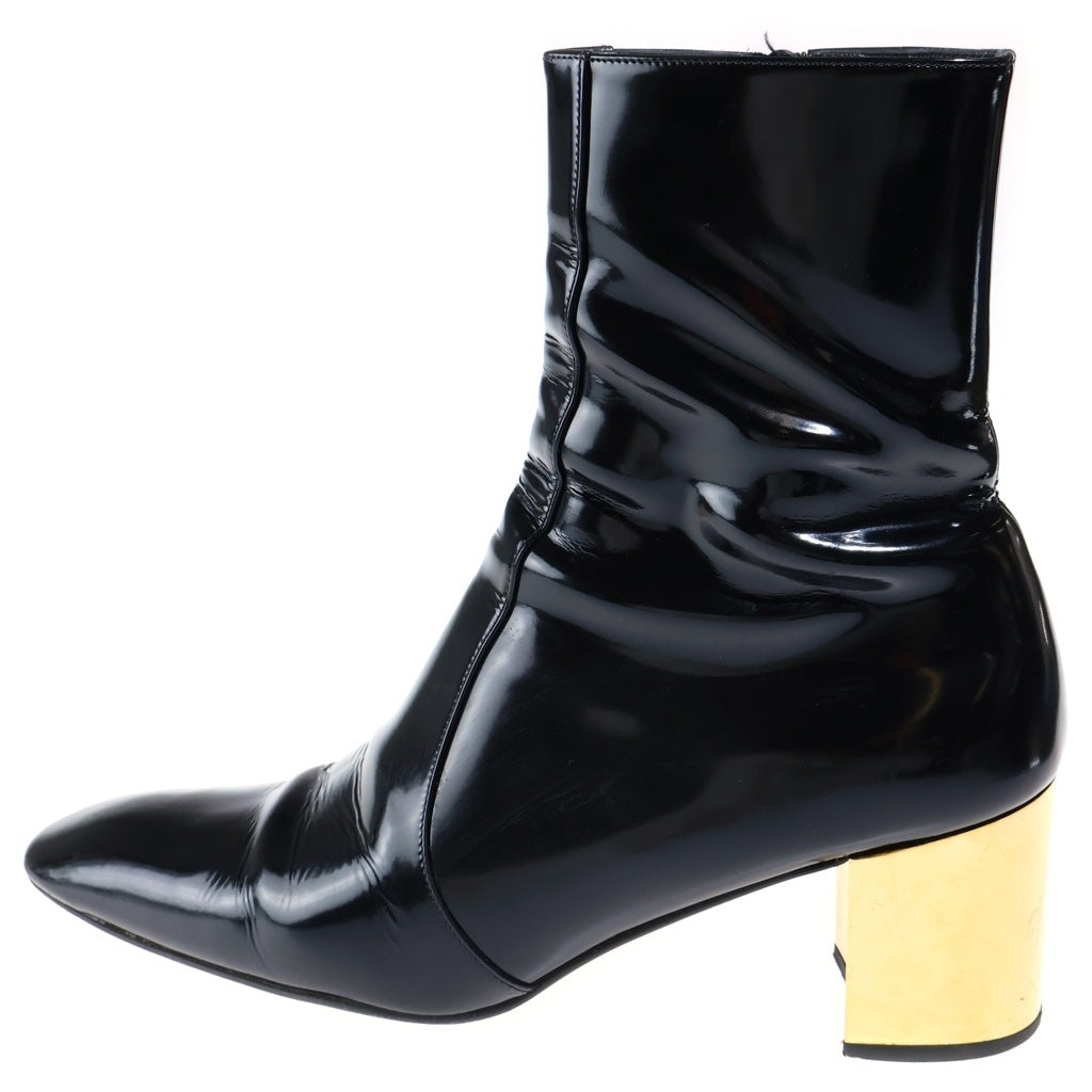SAINT LAURENT PARIS(サンローランパリ) 23AW XIVzipブーツ レザーヒールブーツ ブラック×ゴールド