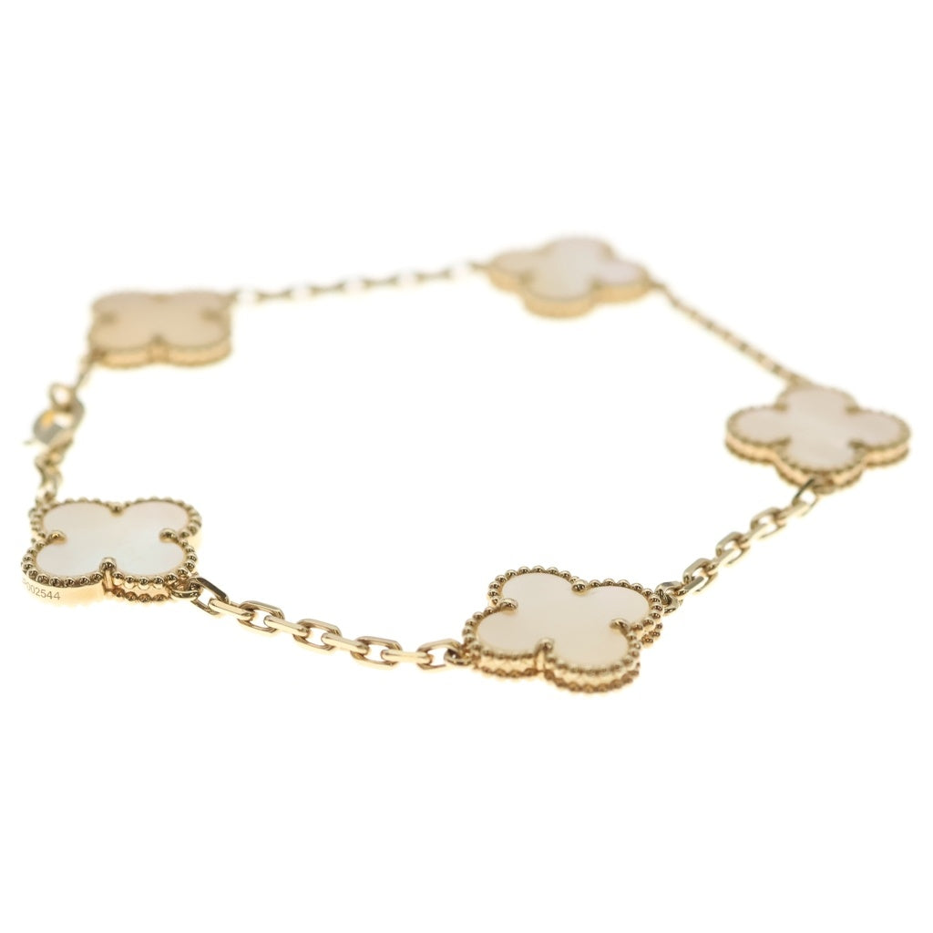 Van Cleef & Arpels(ヴァンクリーフアンドアーペル) ヴィンテージアルハンブラ 5モチーフ マザーオブパール ブレスレット イエローゴールド Au750YG VCARA41800 レディース