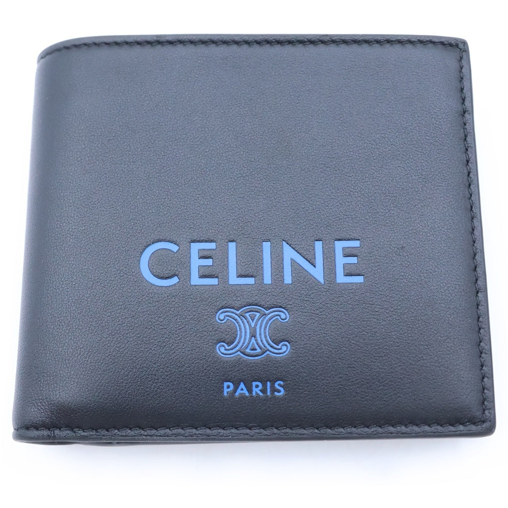 CELINE(セリーヌ) トリオンフ バイフォールド 二つ折り財布 コンパクトウォレット ブラック レザー