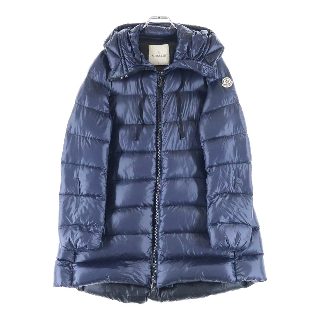 MONCLER(モンクレール) SUYEN スイエン ワッペンロゴ フーデッド ジップアップ ダウン ロング ジャケット コート ネイビー レディース 420934931949 53052