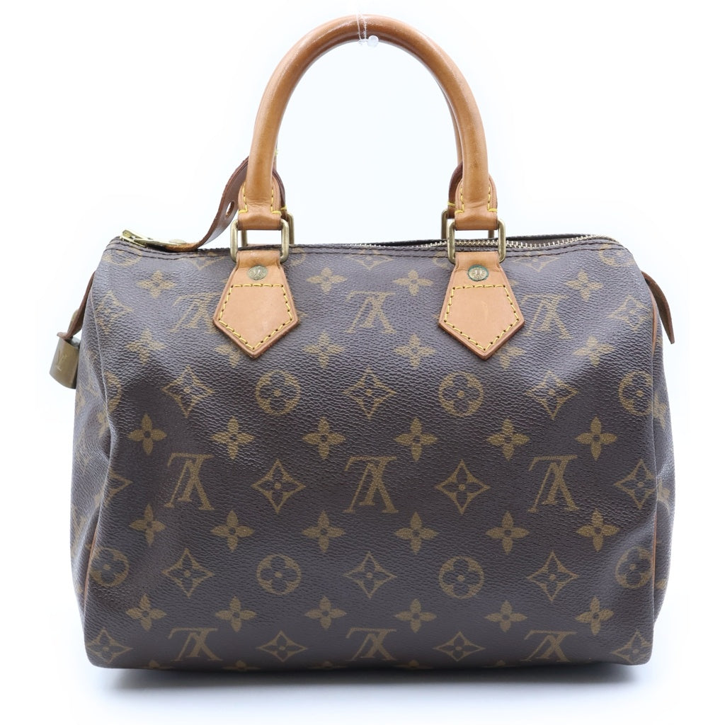 LOUIS VUITTON(ルイヴィトン) モノグラム スピーディ25 ハンドバッグ ブラウン レザー×PVC M41528 ゴールド金具 レディース
