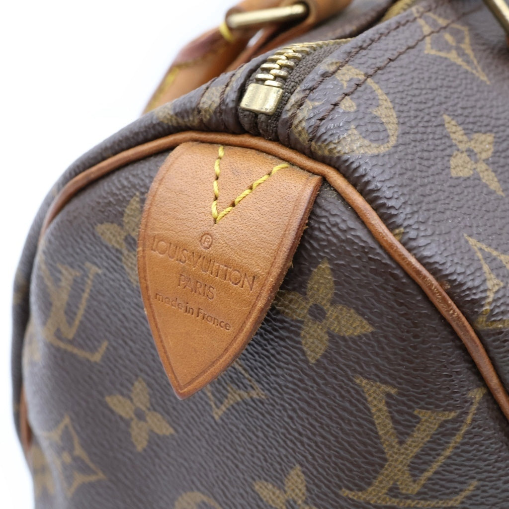 LOUIS VUITTON(ルイヴィトン) モノグラム スピーディ25 ハンドバッグ ブラウン レザー×PVC M41528 ゴールド金具 レディース