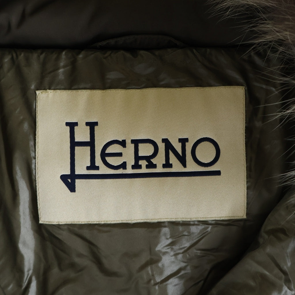 HERNO(ヘルノ) ファーフードダウンジャケット ブラウン レディース