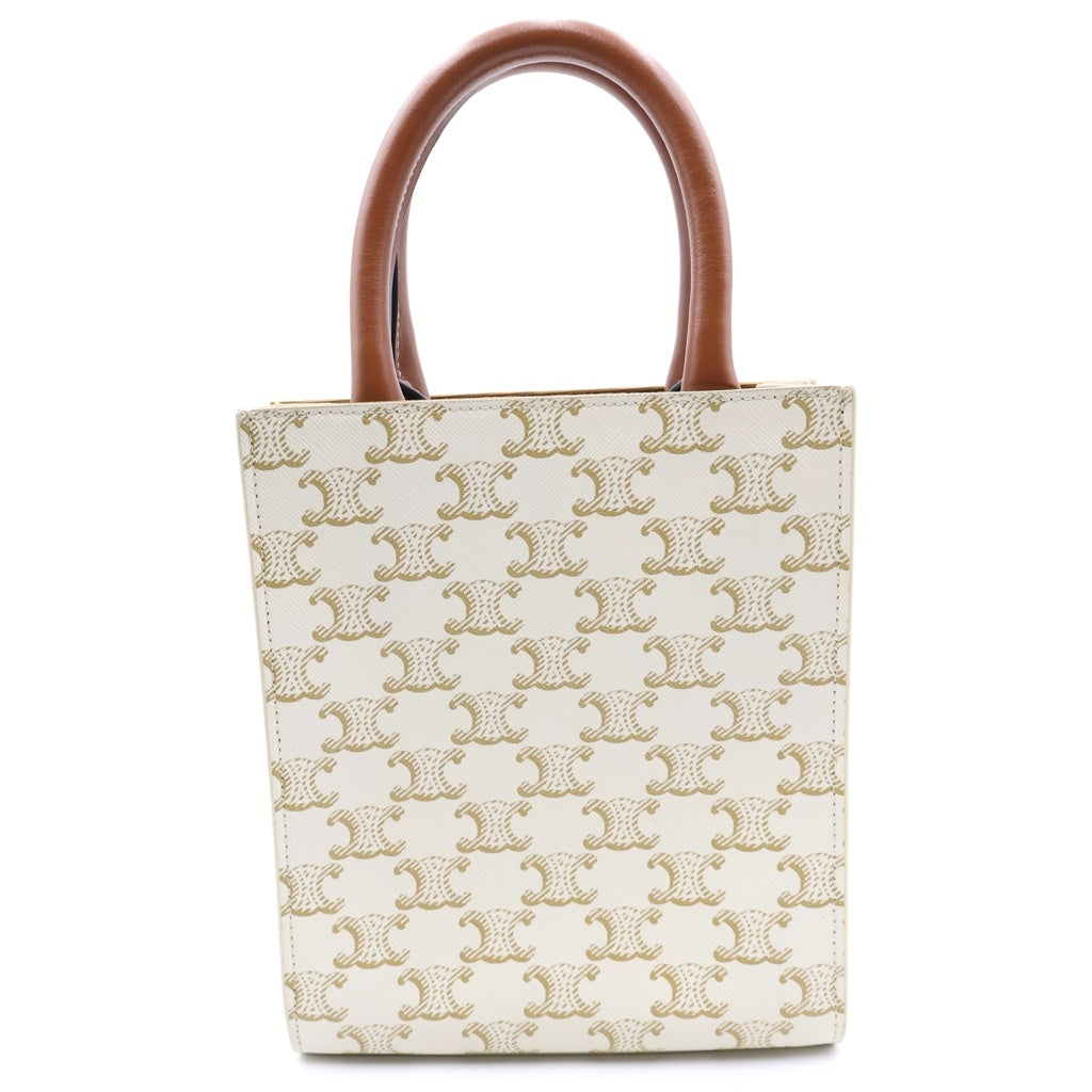 CELINE(セリーヌ) トリオンフ ミニ バーティカルカバ ハンド ショルダーバッグ 2WAY ホワイト/ブラウン レディース