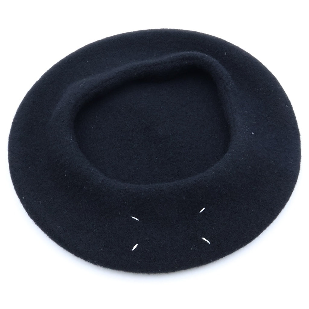 Maison Margiela(メゾンマルジェラ) 23SS 4ステッチ ヘビーウール ベレー帽 帽子 フェルト ブラック SI0TC0001 S60384 レディース