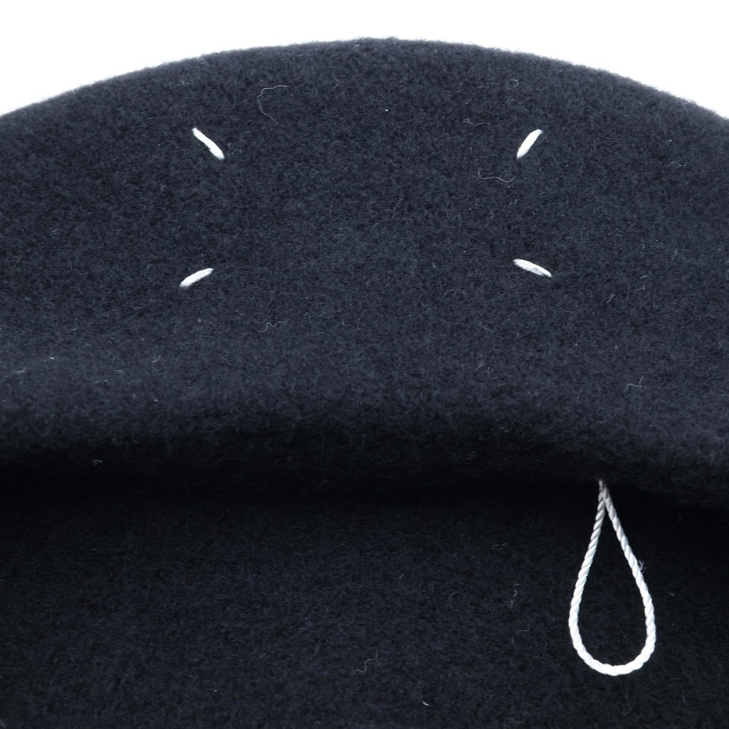 Maison Margiela(メゾンマルジェラ) 23SS 4ステッチ ヘビーウール ベレー帽 帽子 フェルト ブラック SI0TC0001 S60384 レディース