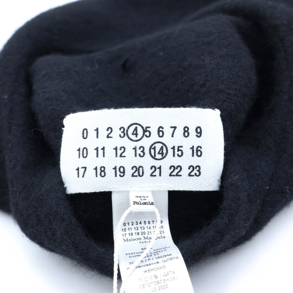 Maison Margiela(メゾンマルジェラ) 23SS 4ステッチ ヘビーウール ベレー帽 帽子 フェルト ブラック SI0TC0001 S60384 レディース