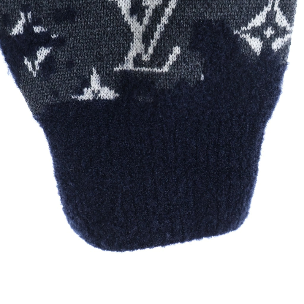 LOUIS VUITTON(ルイヴィトン) ディストレスト モノグラム ジャガード クルーネック 長袖ニット セーター ネイビー RM211 ZMB HKN03W