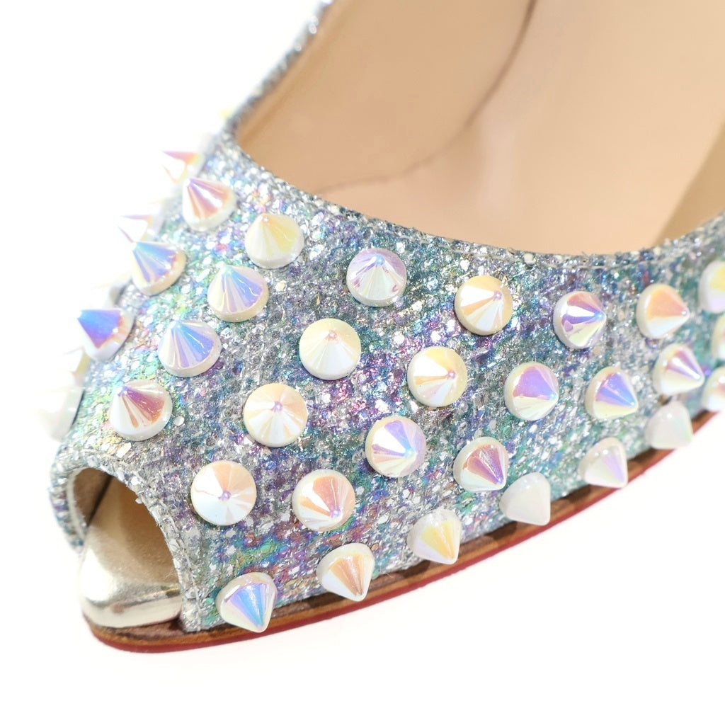 CHRISTIAN LOUBOUTIN(クリスチャンルブタン) スタッズ スパンコール ハイヒール オーロラ レザー レディース