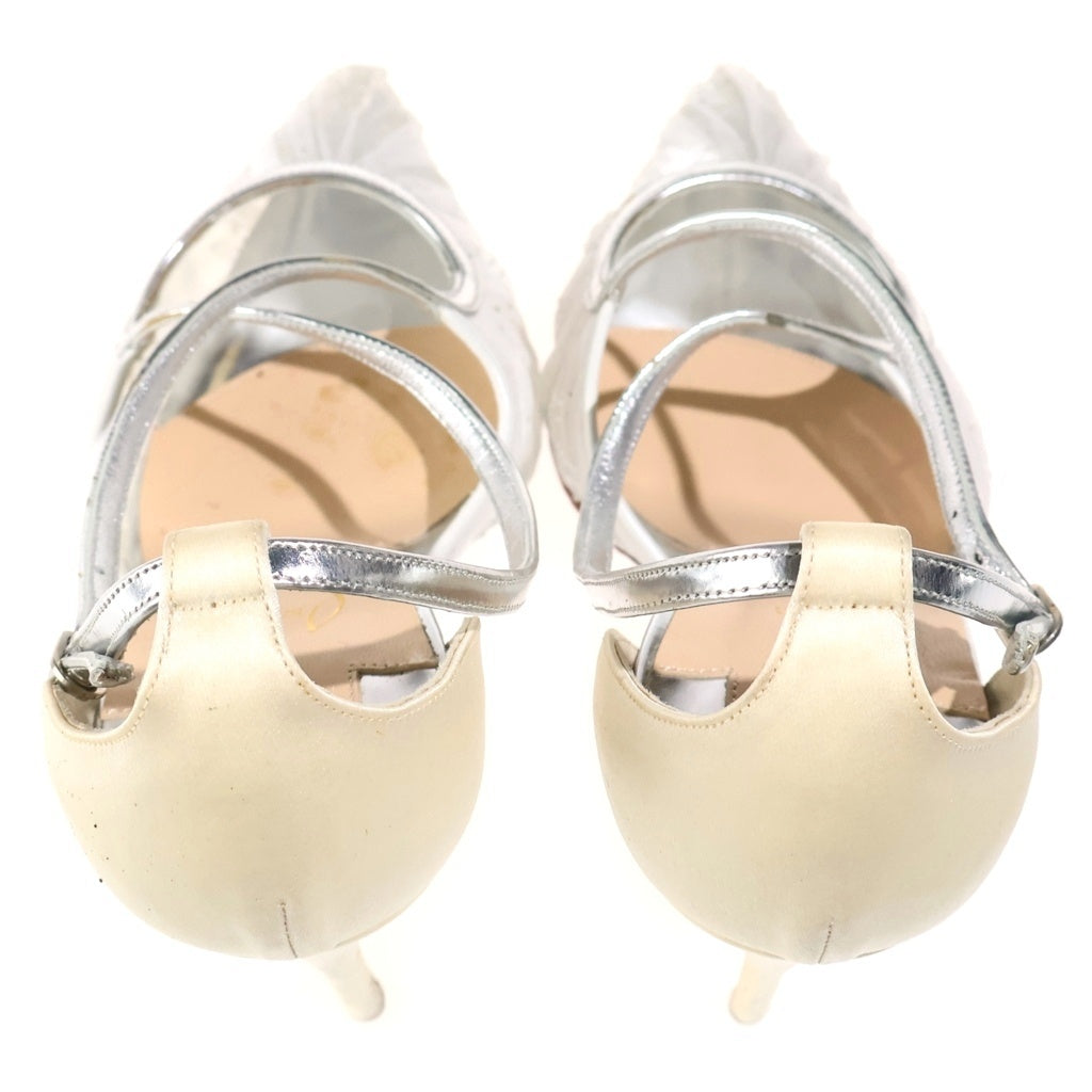 CHRISTIAN LOUBOUTIN(クリスチャンルブタン) スタッズ スパンコール ハイヒール ホワイト オーガンジー/レザー レディース