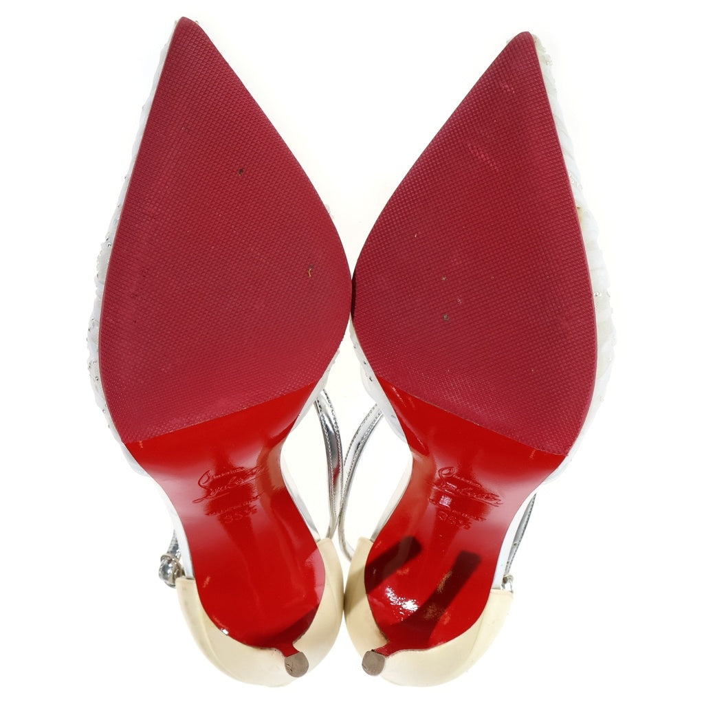 CHRISTIAN LOUBOUTIN(クリスチャンルブタン) スタッズ スパンコール ハイヒール ホワイト オーガンジー/レザー レディース