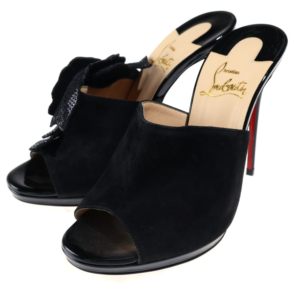 CHRISTIAN LOUBOUTIN(クリスチャンルブタン) フラワー ハイヒール ブラック スエード パンプス レディース