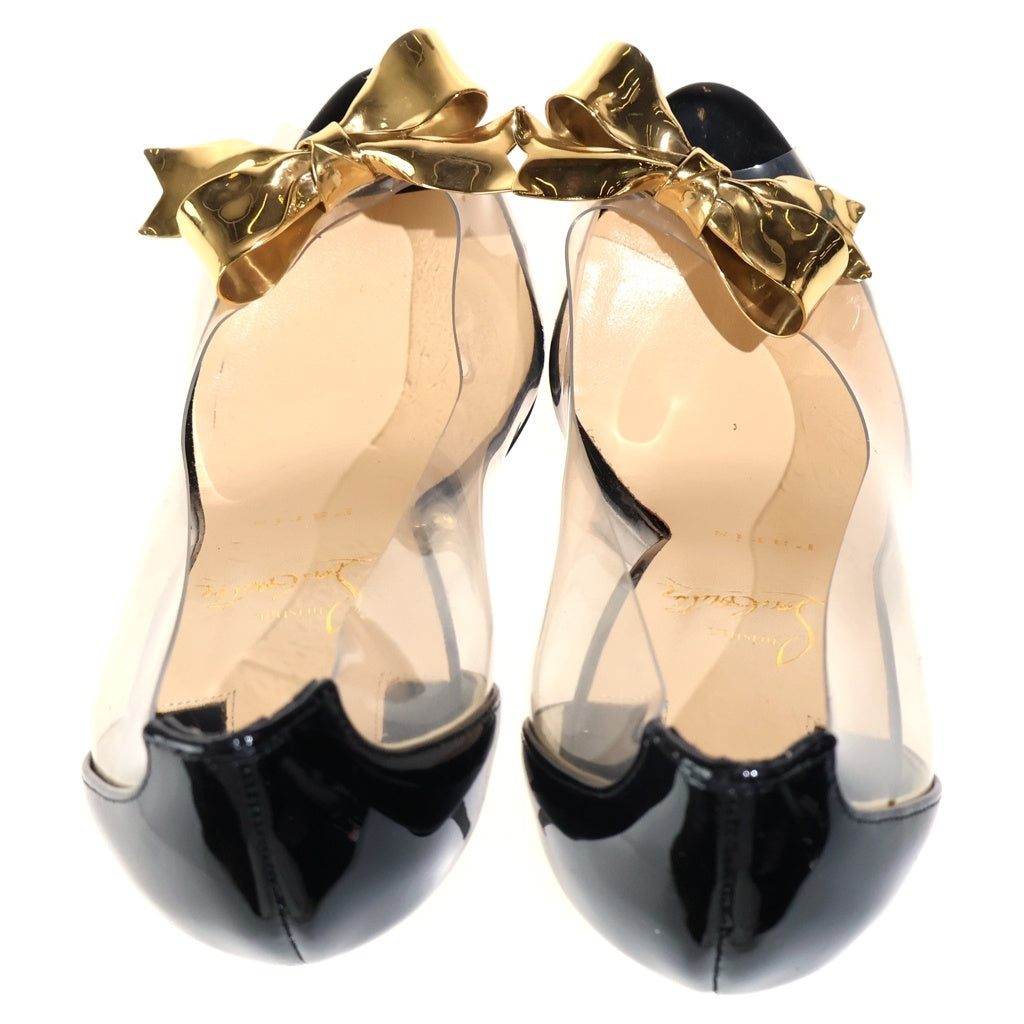 CHRISTIAN LOUBOUTIN(クリスチャンルブタン) ゴールドリボン ハイヒール ブラック/ゴールド パテント レディース