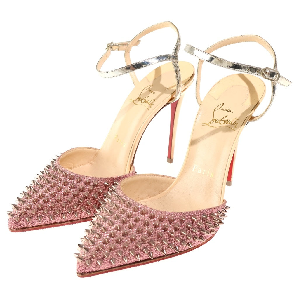 CHRISTIAN LOUBOUTIN(クリスチャンルブタン) スタッズ スパンコール ハイヒール ピンク レザー レディース
